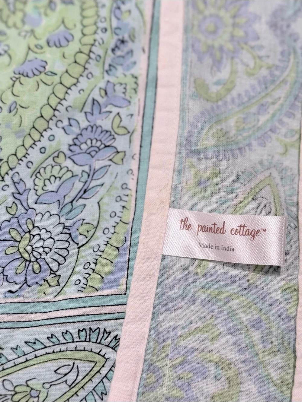 The Painted Cottage Tablecloth 72x48 Cotton Paisley Floral Boho India
